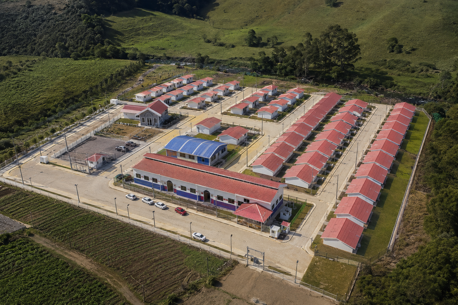 Barrio completo de viviendas modulares